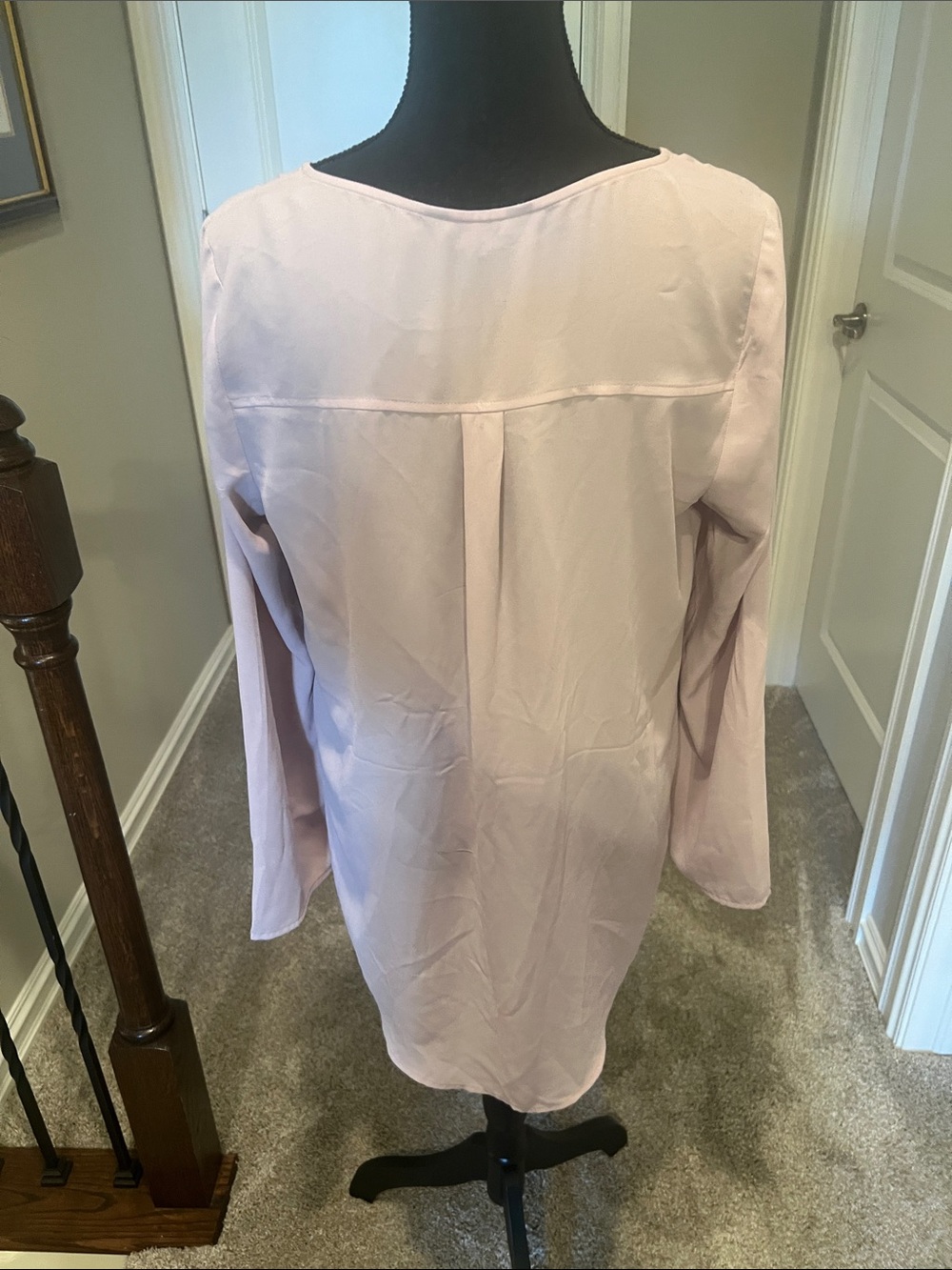 Express Blush Crisscross V-Neck Long Sleeve Blouse Size Medium - Picture 6 of 8